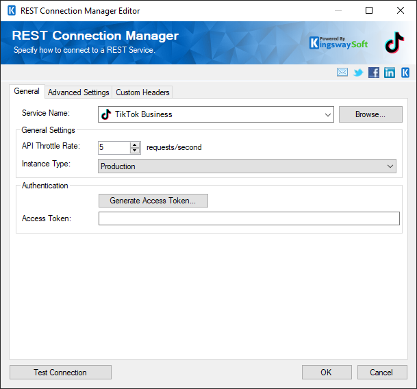 SSIS Tiktok Business Connection Manager